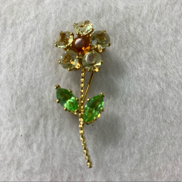 Nolan Miller Flower Pin Multi Colored and Gold - Picture 2 of 3